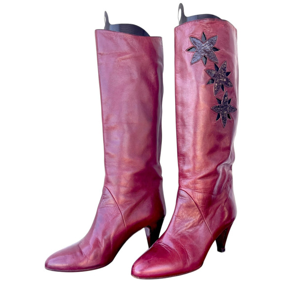 Bruno Magli Women’s Leather Tall Heeled Boots Size 9.5 (40) Burgundy• Italian - Picture 1 of 15
